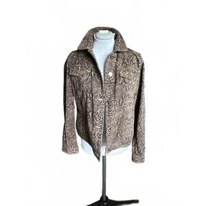 CHAPS Women's Snake Print Denim Stretch Button-Up Jacket Size Small